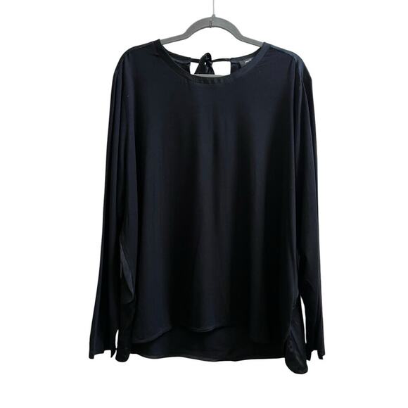 Lord & Taylor Woman New Black Mixed Media Pullover Back Neck Tie Blouse Size 2X - Picture 8 of 8